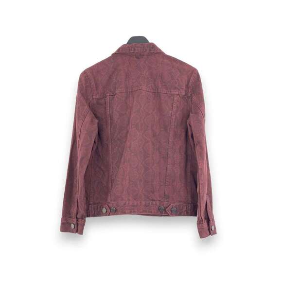 Blank NYC Rattled Up Denim Jacket Burgundy and Black Snake Print - Size XS - Picture 3 of 7